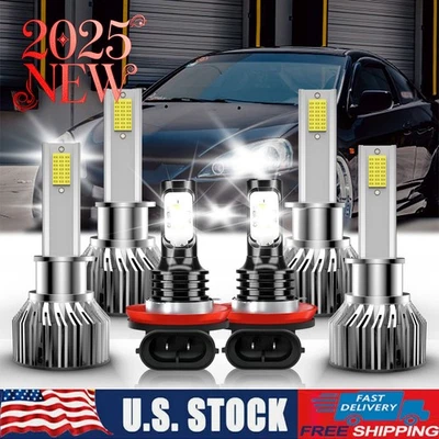 For Acura RSX 2002-2004 LED Headlight High Low Beam+ Fog Light Bulbs Kit 6000K Foto 1 de 4