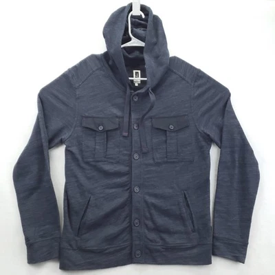 Howe Jacket Mens Medium Navy Button Front Drawstring Hooded Sweatshirt - Image 1 of 4