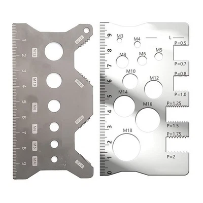 304 Stainless Steel 2PCS Screw Pitch Gauge Ruler for Measuring Bolt Sizes - Image 1 of 4