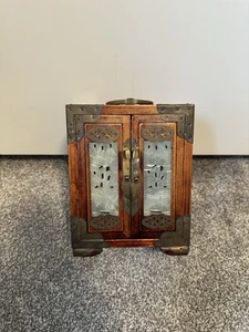 A Vintage Shanghai Wood And Jade Jewellery Cabinet Chinese China - Picture 1 of 7