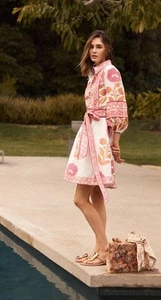 SUE SARTOR Flounce Shorty Dress Size Small Pink NEW Coastal Garden Anthropologie - Picture 1 of 16