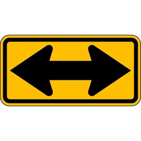 Señal de tráfico Lyle W1-7-24Ha doble flecha, 12 pulgadas de altura, 24 pulgadas de ancho, aluminio, Foto 1 de 1