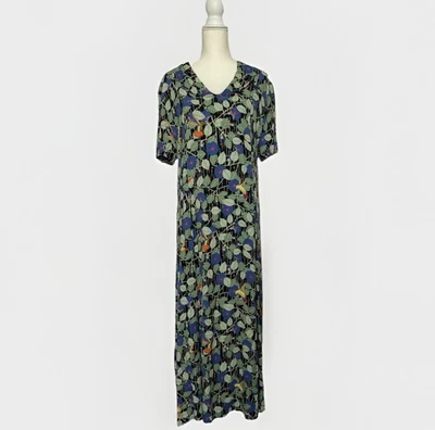 Vestido Largo Floral Años 90 FLAX By Jeanne Engelhart Estilo Años 40 Talla Pequeña Foto 1 de 4
