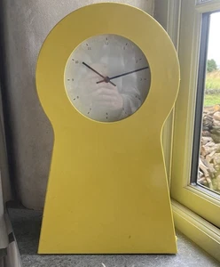 Vintage IKEA PS Click Clock 1995 Yellow Metal With Inside Cabinet, working order - Picture 1 of 13