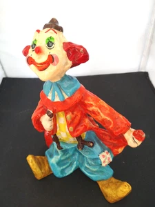 Vintae Paper Mache 9" Clown Signed Alvarez Mexico and Numbered on Bottom - Picture 1 of 4