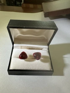 Gemelos vintage RAZ de vidrio rojo 14K GF - Imagen 1 de 4