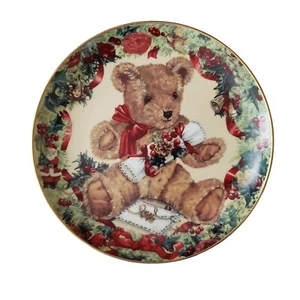 FRANKLIN MINT HEIRLOOM TEDDY’S FIRST CHRISTMAS TEDDY BEAR PLATE DISH - Picture 1 of 2