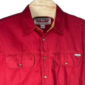 Camicia uomo Helly Hansen grande rossa cotone tasche petto manica corta con bottoni - Foto 1 di 5