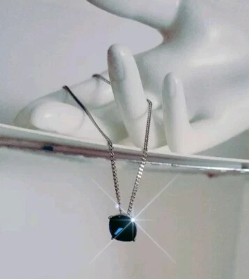 Givenchy Sterling Silver Overlay Simulated Blue Sapphire Pendant Necklace - Image 1 of 4