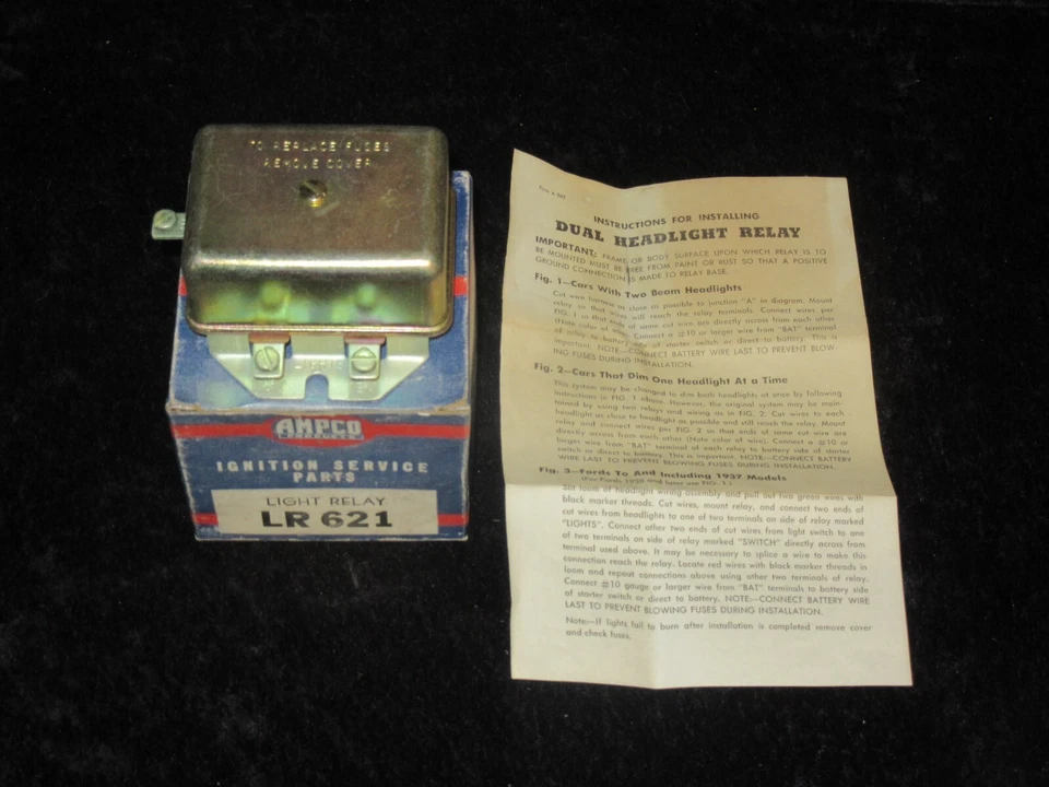 NOS 1935-1939 Ford 6 Volt Positive Ground AMPCO Dual Headlamp Relay - Изображение 1 из 4
