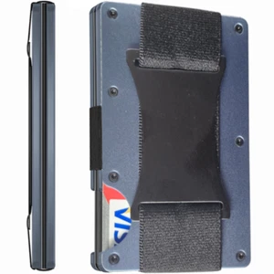 Men's RFID Blocking Slim Money STRAP Clip Wallet Card ID Holder Thin Minimalist - Picture 1 of 36