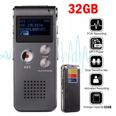 32G Paranormal Ghost Hunting Equipment Digital EVP Voice Activated Recorder Grey - Image 1 of 4