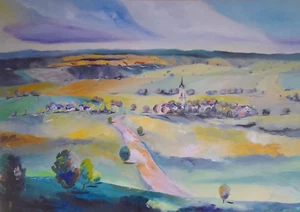 Rottaler Landschaft Kunstdruck Galerie Gerner 42 X 59 cm in Grün Blau Tönen - Bild 1 von 7