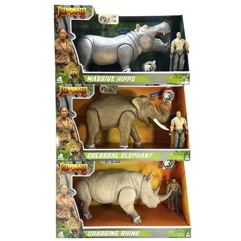 Jumanji Lot of 3 The Rock Colossal Elephant Massive Hippo Charging Rhino New Cover