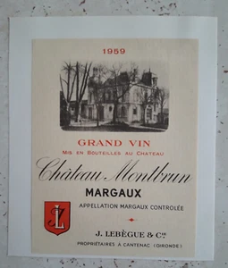 Etichetta da Collezione Originale Vino Vintage Château Montbrun Margaux 1959 - Picture 1 of 1