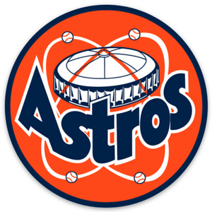 Houston Astros Vintage Classic name logo type & Astrodome Die-cut Round STICKER