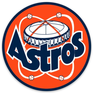 Houston Astros Vintage Classic name logo type & Astrodome Die-cut Round MAGNET - Picture 1 of 1