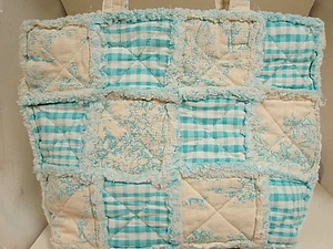 Purse  Patchwork handbag/shoulder bag blue/cream  NWT free shipping - Picture 1 of 5