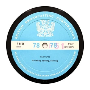 BBC SOUND EFFECTS LIBRARY "Animals|: Two Cats / Hounds" 12" (E+) 1-B-66 [78 RPM] - Picture 1 of 2