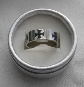 Anillo Cruz Maltés Negro Acero Inoxidable Talla 12 3/4 #ST466 - Imagen 1 de 5