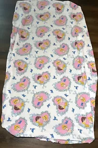 Vintage Disney Princess Cinderella 90's Rare Twin Fitted Sheet Pink Hearts - Picture 1 of 8