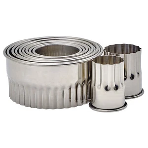 11pc Cookie Cutter Set, Fluted Round, 1-3/8" to 4" Dia x 2"H, Heavy S/S (12 Set) - Picture 1 of 1