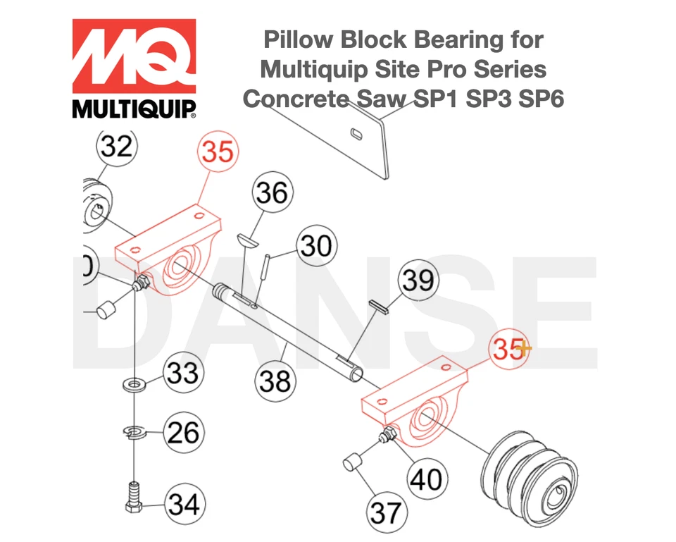 3200 Pillow Block Bearing for Multiquip Site Pro Series SP1 CE Saw (1 piece) - Image 1 of 1
