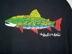 GOT FISH Speckled Trout the Rock n the Rabbi black T SHIRT Jersey SZ. L - Picture 1 of 6