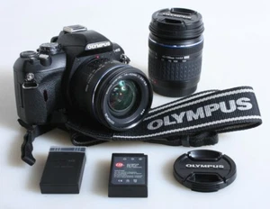 OLYMPUS E-410 CAMERA BODY W/ 14-42MM + 40-150MM LENSES, 2 BATTERIES AND STRAP - Picture 1 of 5