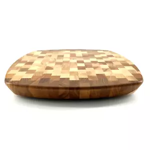 End Grain Rounded Edge Wood Rotating Swivel Turntable Lazy Susan - Picture 1 of 9