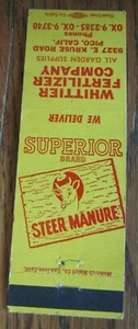 FARM RELATED: WHITTIER FERTILIZER CO. (PICO, CALIFORNIA) MATCHBOOK COVER -F8 - Picture 1 of 2