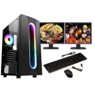 Gaming PC Bundle Intel Quad Core 8GB 1TB Windows 10 GT710 DUAL SCREEN  - Image 1 of 4