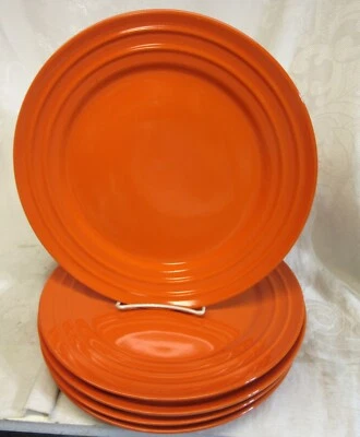 5 Rachael Ray DOUBLE RIDGE TANGERINE DINNER PLATES   11 1/8"  UNUSED  Retired - Image 1 of 2