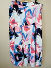 New Gibson Midi Skirt 2Xl Xxl Tiered Spring Summer Floral Blue Pink White Lined