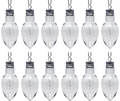 Caja de 24 - 4 pulgadas rellenable bombilla forma plástico transparente adornos navideños Foto 1 de 4