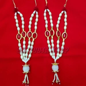 Handcraft Lotus Seed Shaped Moti Mala Qty 2 Decoration (18 inch) OM POOJA SHOP - Picture 1 of 3
