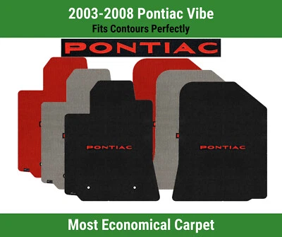 Alfombrillas delanteras Lloyd Velourtex para Pontiac Vibe '03-08 con Pontiac rojo sobre negro Foto 1 de 4