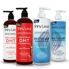 DHT Blocker & Biotin Shampoo and Conditioner Hair Growth 4 Bottle Set Shiny Leaf
