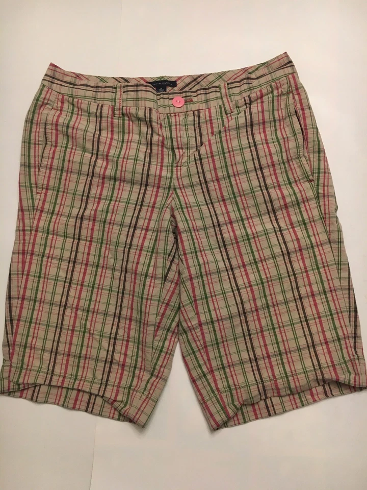 Tommy Hilfiger Talla 6 Mujer Pantalones Cortos a Cuadros Rosa, Verde, Marrón * Foto 1 de 4