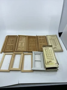 1:12 Puppenhaus Miniatur Holzfenster Bauteile Tür & Rahmen - Bild 1 von 14