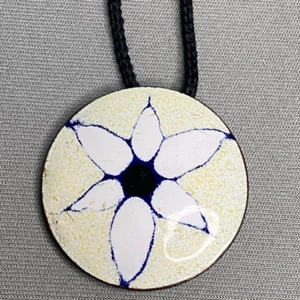 Vintage French Copper Enamel Necklace Pendant Slide Scarf Belt Buckle France - Picture 1 of 10