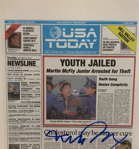 Michael J Fox Signed USA Today Newspaper Back to the Future Auto Beckett Witness - Picture 1 of 3