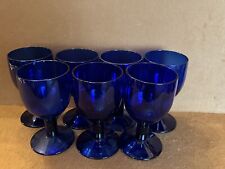 Stemware Set 7 Cobalt Crystal Stemmed Wine Water Glasses blue goblets 6"