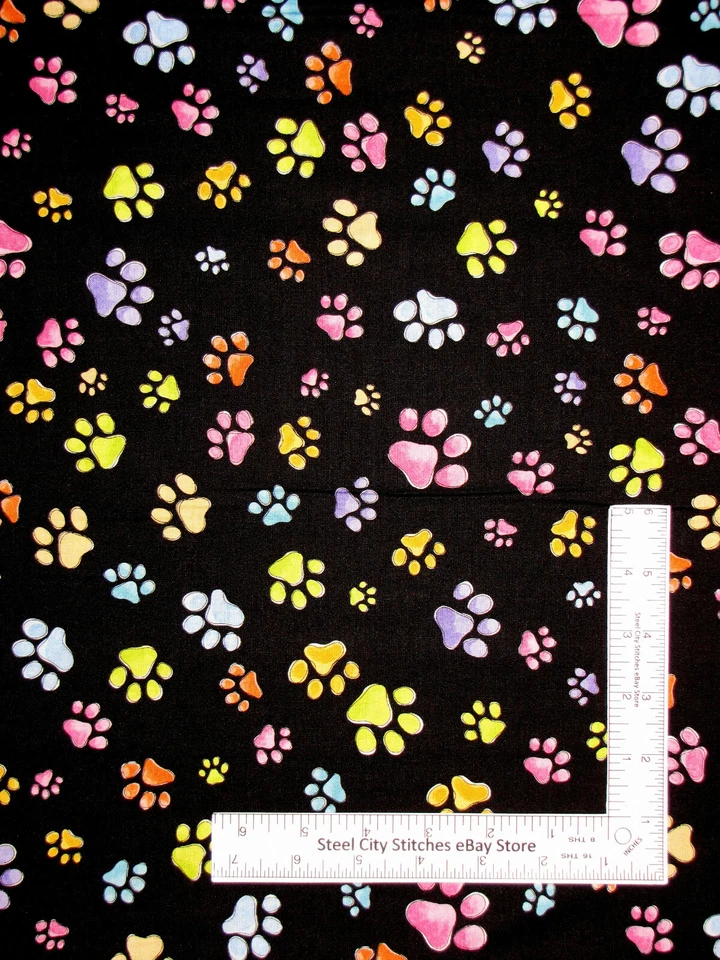 Paw Print Fabric Doggie Pawful Toss (Dye Lot 1) Cotton Loralie Designs By Yard - Image 1 of 1