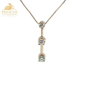 19" 14K GELBGOLD BOX KETTE MIT DIAMANT ANHÄNGER (mal kp) (PDS038099) - Bild 1 von 5