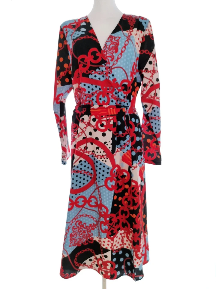 DARLING Womens Sukienka Kopertowa Grochy Czarny Długi rękaw 16/18 (44) W serek - Image 1 of 4