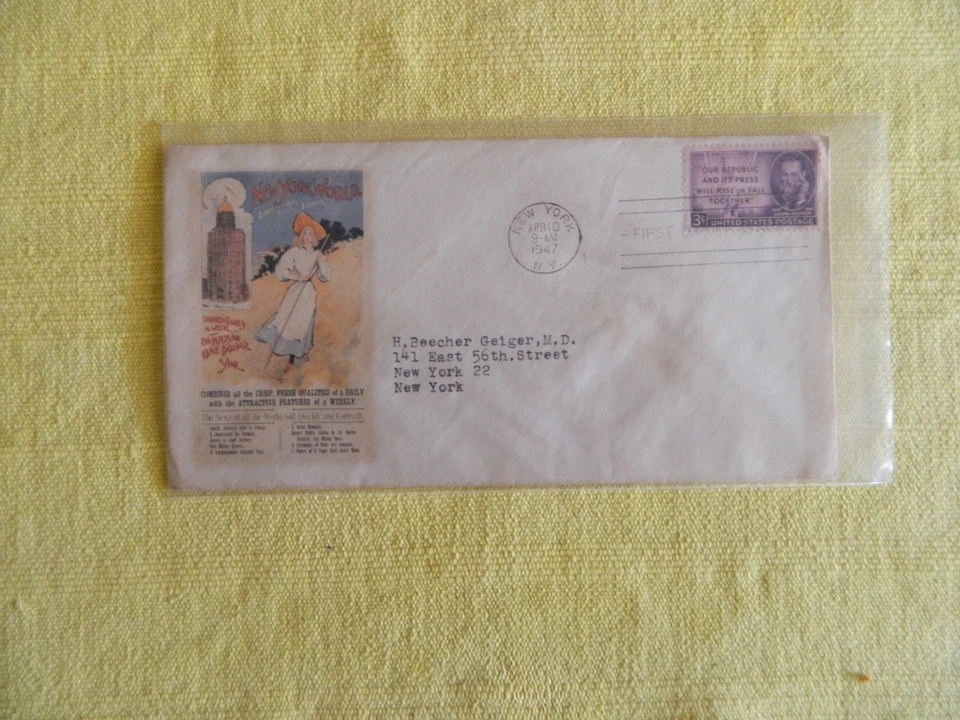 1 FDC 3cent Joseph Pulitzer (Sc.#946)         Wow! - Image 1 of 1