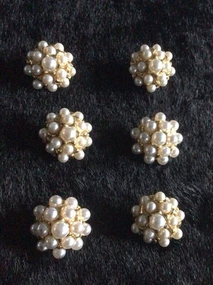 Vintage Antique 6 x Buttons Faux Pearl Cluster Gold Plated Shank Rare - Image 1 of 4