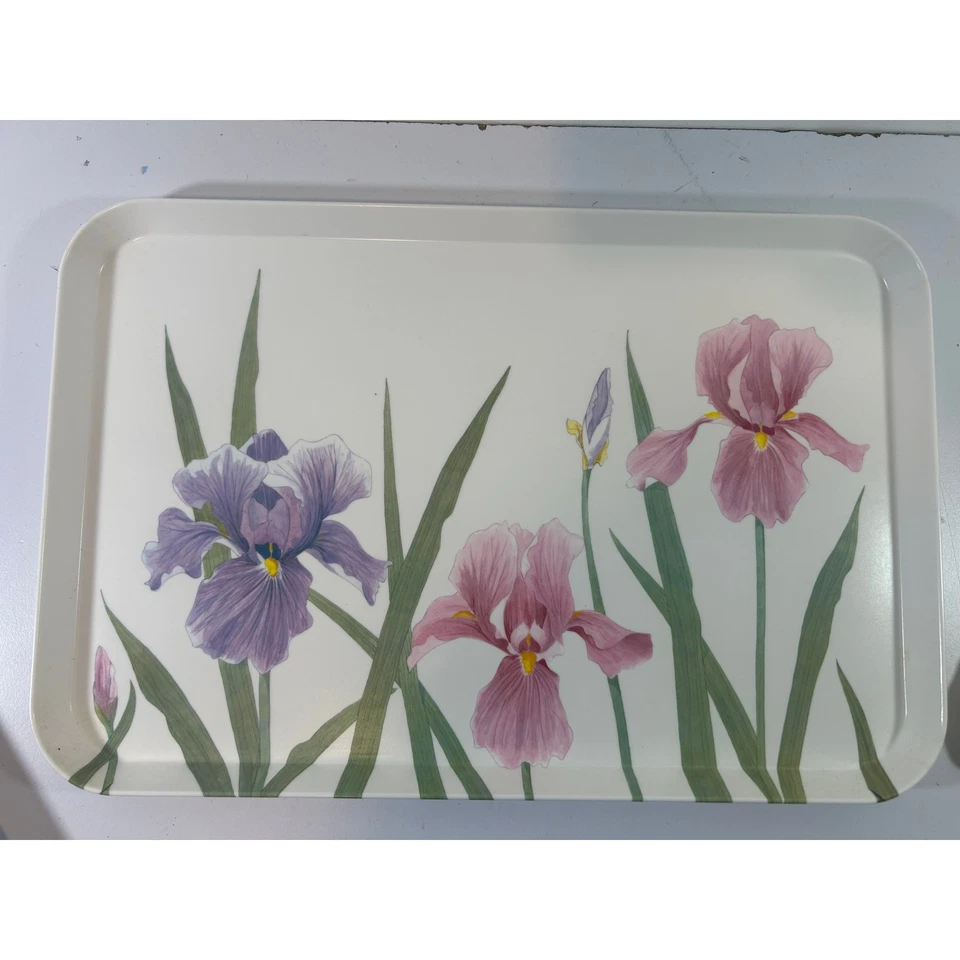 Vintage Irises Melamine 17.5”x12"  Tray by Mebel V18 Floral Design Made in Italy - Image 1 of 3