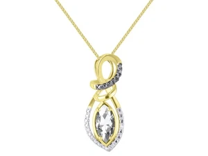 RYLOS WHITE TOPAZ & DIAMOND GEMSTONE HEART CROSS PENDANT NECKLACE 18" YELLOW GO - Picture 1 of 4